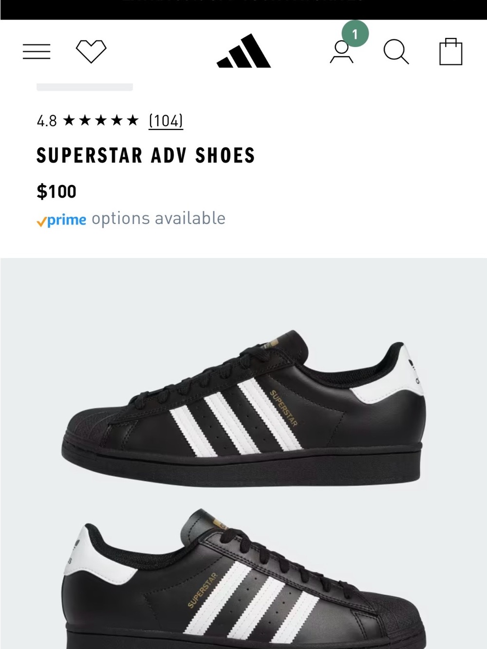 adidas Black and White Superstar Sneakers with Gold Logo